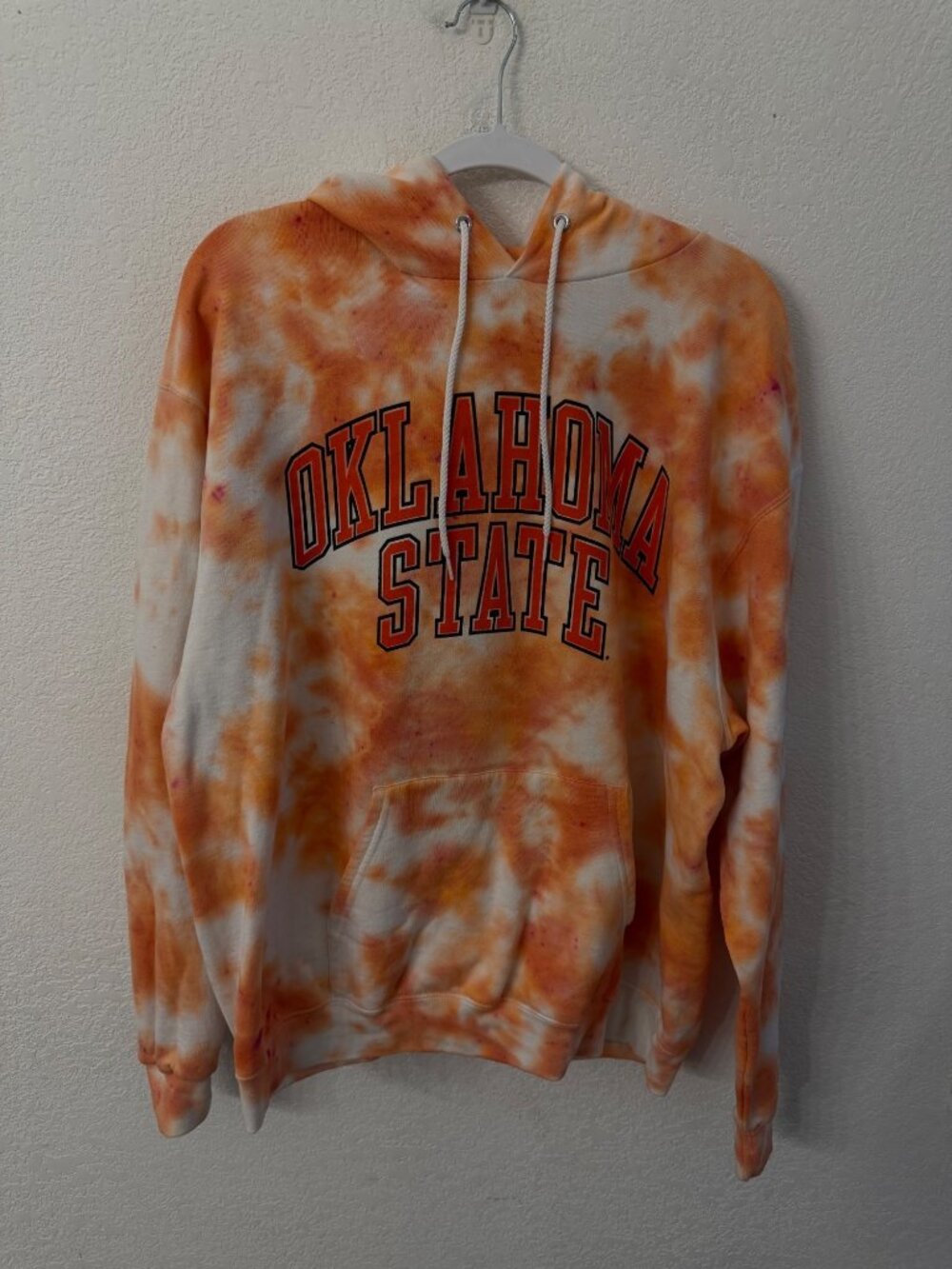 Oklahoma State University Tie-Dye Hoodie size XL By Champion Orange & White
